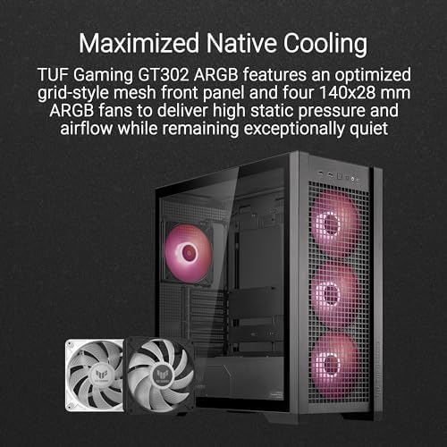 TUF GAMING GT302 TG ARGB BLK, Case Gaming E-ATX Nero, Vetro Temperato