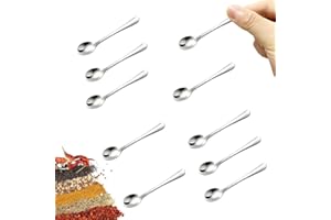 KafuiTech 10 PCS Tiny Stainless Steel Spoons for Spices Jars, Mini Size 2.87inch, Cute Small Stainless Steel Condiment Spoons