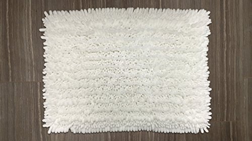 Raphael Rozen Elegant Bath Set of 2 Microfiber Shag Bath Mat, Non slip Backing, Ultra Soft, Extremely absorbent and Fast Drying. Durable, Easy Cleaning, Machine Washable. 5 White, 21"x34"