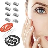 Magnetic Eyelashes Premium,False Eyelashes No Glue 3D Reusable,Magnetic Fake Eyelashes Extensions Natural Flawless Look-8pcs