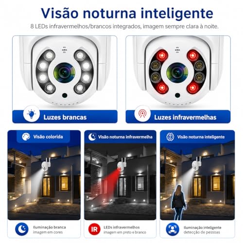 Kit 2 Camera De Segurança Ip Wifi Externa Com 2 Cartões De Memoria Sd 64gb Icsee A8 Visão Noturna Prova Dágua Áudio Bidirecional