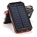 Solar Charger Teryei Solar Power Bank 15000mAh External Backup Outdoor Cell Phone Battery Charger with Dual USB Port,Dual LED Flashlights,Solar Panel for iPhone,Samsung (Red)