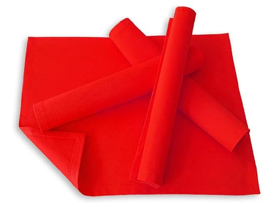 Lemos-Home Platzset Tischset Platzdeckchen 4 Stück ca. 46 x 36 cm aus Baumwolle Viele Farben (Rot)