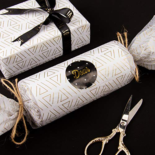 image for RUSPEPA White Tissue Paper Gold Triangle Print Gift Wrapping Tissue Pa