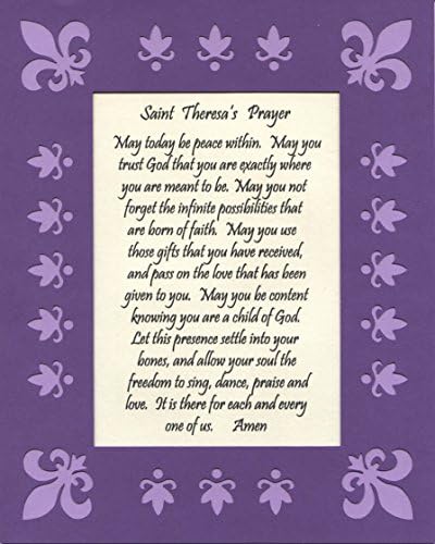 St Theresa's Prayer with Decorative Paper Cut Mat Border 8"X10" Unframed