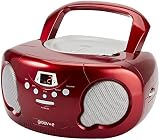 Groov-e Original Boombox Portable CD Player Bluetooth Radio Red view 2