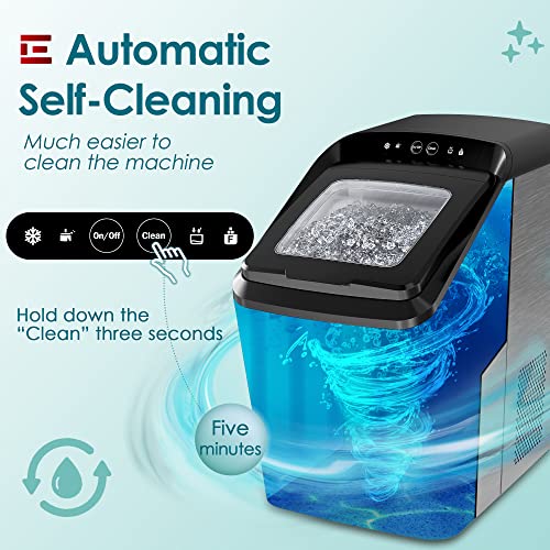 EUHOMY Nugget Ice Maker Countertop, 30lbs/Day, 2 Way Water Refill, Self