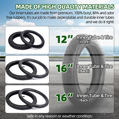 12.5'' Front and 16'' Back Wheel Replacement Tubes and Tires