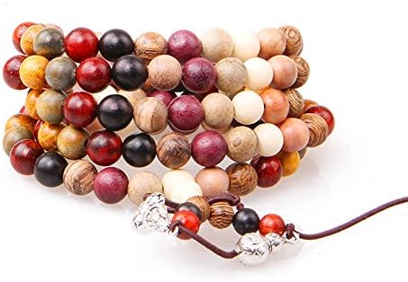 108pcs Variety of Sandalwood Tibetan Buddhist Prayer Beads Bracelets Buddha Mala Rosary Wooden Charm Bracelet Bangle Diy Jewelr (8mm 108)