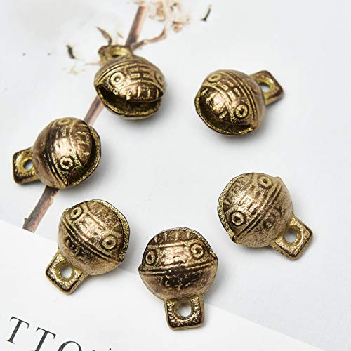 Pomeat 30Pcs Antique Gold 0.7'' x 0.6'' Inches Brass Bells Vintage Indian Bells Charms Pendants for Crafting,Home Door Decor