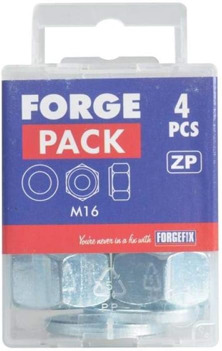 ForgePack Hexagonal Nylon Locking Nuts & Washers, Silver, M16 - Image 3