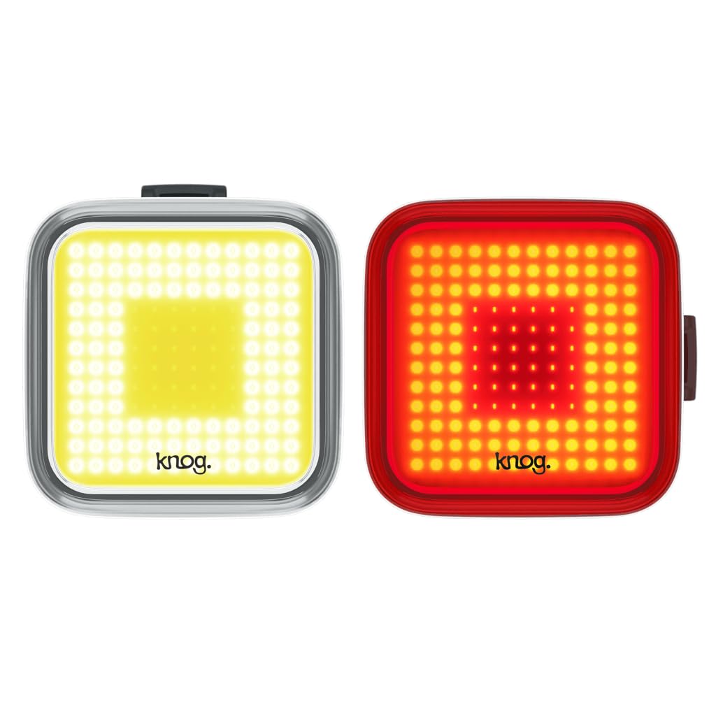 Knog Unisex_Adult Blinder Twinpack Square Front and Rear Light Kit, Black, One Size