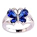 Psiroy 925 Sterling Silver Plated Created Blue Sapphire Filled Butterfly Ring Size 10