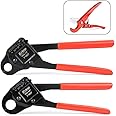 iCrimp Angle PEX Crimping Tool for 1/2-inch & 3/4-inch PEX Copper Crimp Rings and Barbed PEX Fitting, c/w PEX Tubing Cutter & Go/No-Go Gauge, Meets ASTM F1807 Standard PEX PlumbingTool