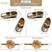 Rising Star Baby Girl's Shoes and Headband Gift Box Set, Gold Flower, 6-12 Months