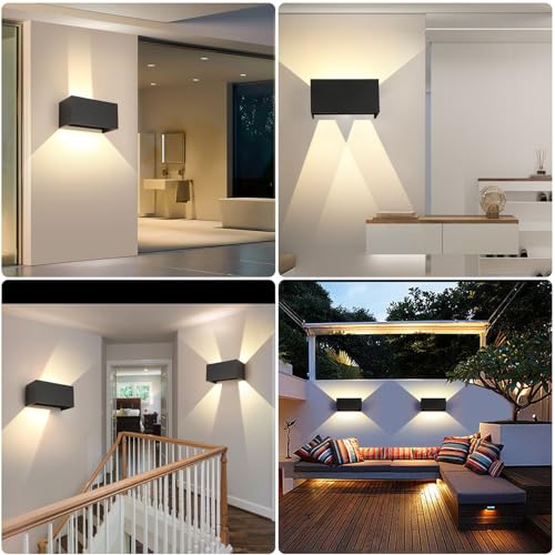 FUPE 25W LED Outdoor / Indoor Wall Light IP65 Waterproof Modern Aluminium Black 3000 K Warm White Outdoor Wall Light Adjustable Light Angle