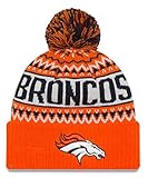 NFL Denver Broncos Wintry Pom Knit Beanie, One Size, Orange