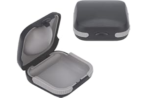 YOHEALLY Hearing Aid Travel Case, Hearing Aids Case Hard Pocket Size Small Splashproof 2.16"*2.04"*0.39" Cushioned Interior for 2 Hearing Aids, ITE, RIC, CIC Storage Box (Black)