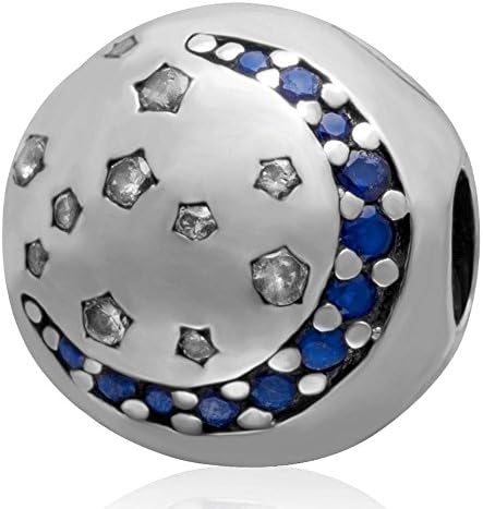Clip Stopper Charm 925 Sterling Silver Lock Charm Spacer Charm Moon Charm Star Charm for Bracelet (A)
