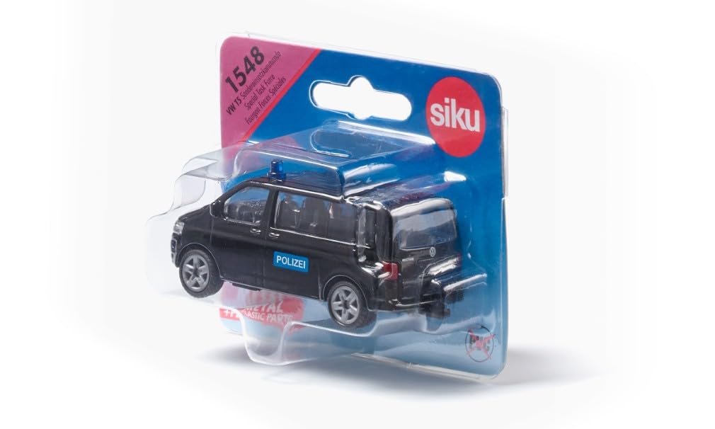 Siku 1548, VW T5 Sondereinsatzkommando, Metall/Kunststoff, Schwarz, Spielzeugauto für Kinder, Detailgetreue Gestaltung, Heckklappe zum Öffnen 6