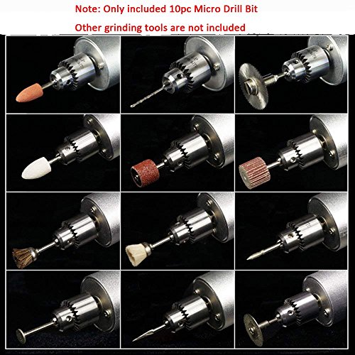 Eyech Micro Aluminum Hand Portable Handheld Drill Mini Electric Hand Drill with 10Pcs Drill Bits -(0.3-4mm) Included 5A Power Supply - Thumbnail 6