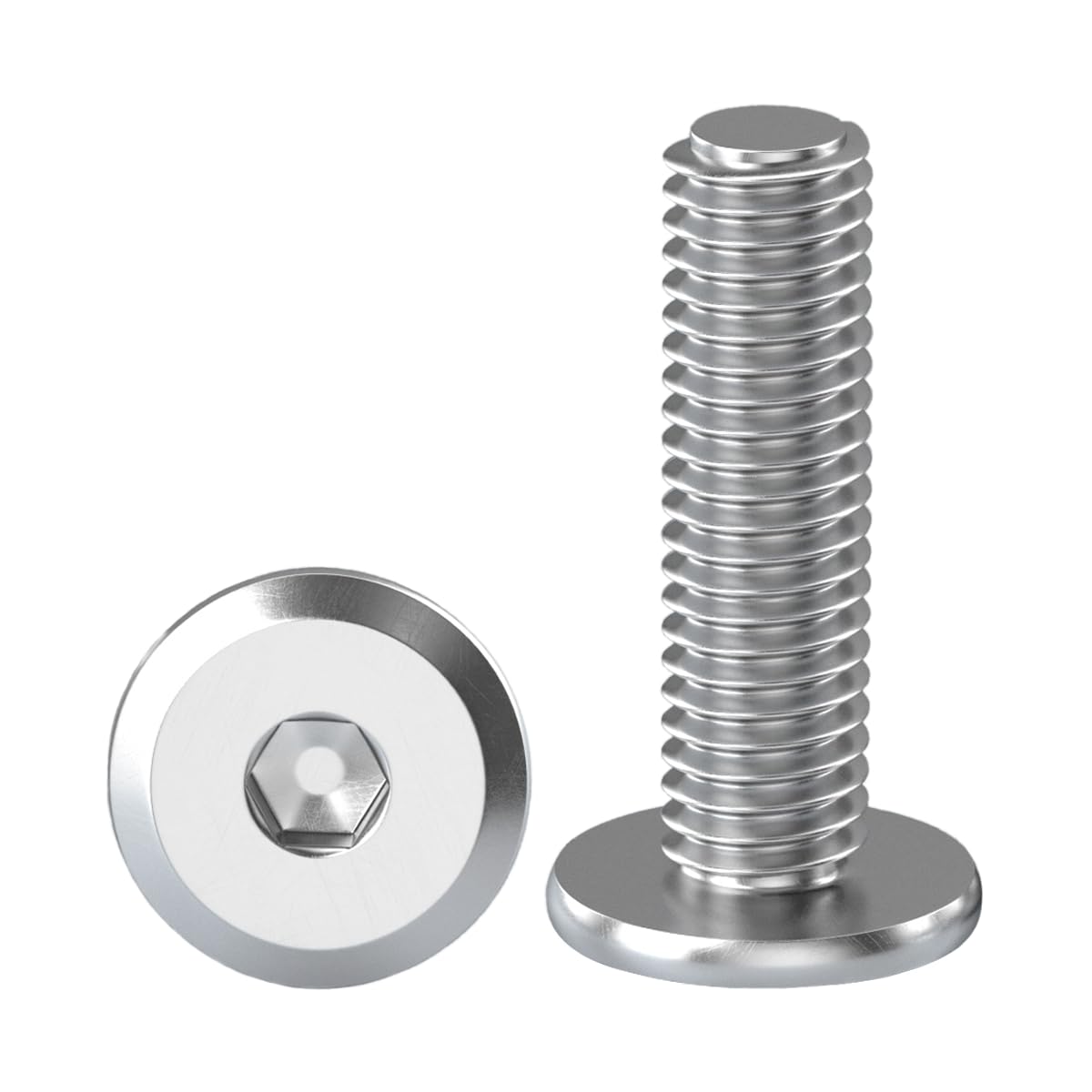 Drenky M8 Bolts, Flat Head Furniture Screw M8 X 30mm Flat Hex Bolt 304 Stainless Steel Bolts Fully Thread Machine Screws Bolts for Bed & Wood Furniture, Pack of 10