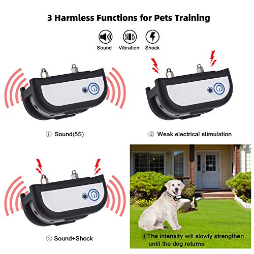 Beinhome Upgraded 2 in 1 Dog Training Collar Sound Vibration & Static Shock Collar & Outdoor Wireless Dog Fence Pet Containment System Kit