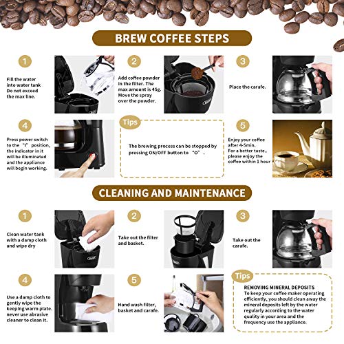 Gevi 4 Cup Coffee Maker, Small Drip Coffee Maker, Compact Coffee