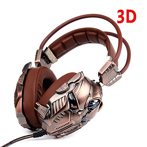 Kinden Gaming Headset for PS4 Pc and Nintendo Switch with Mic ,7.1 Virtual Surround 3D Vibration, LED Light