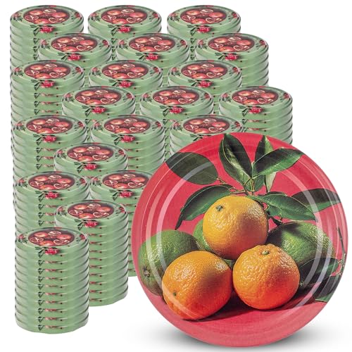 KADAX 200er Set Schraubdeckel TO82 ⌀ 82mm Exotische Fruchte – Twist-Off Ersatzdeckel für 235-900ml Einmach- & Marmeladengläser | Luftdicht & Spülmasch