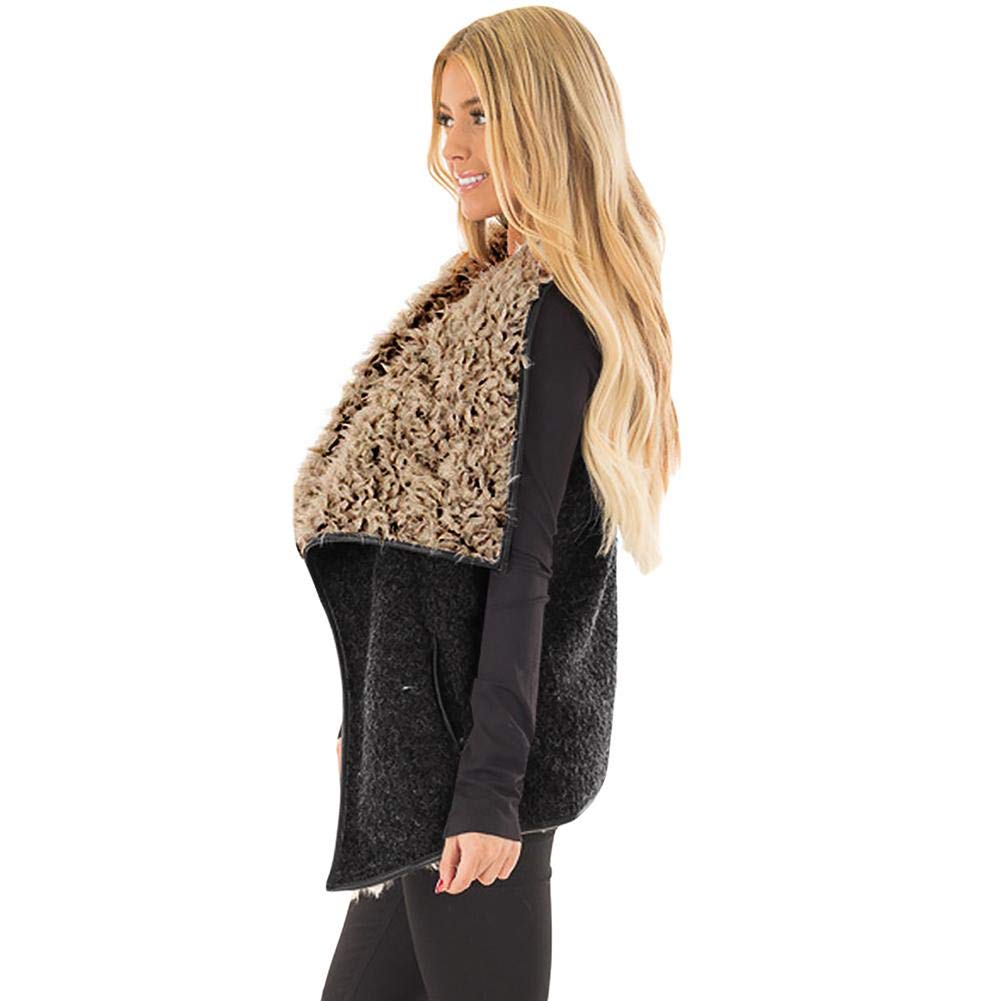eachbid women's casual double face fleece lightweight warm vest jacket with pockets black