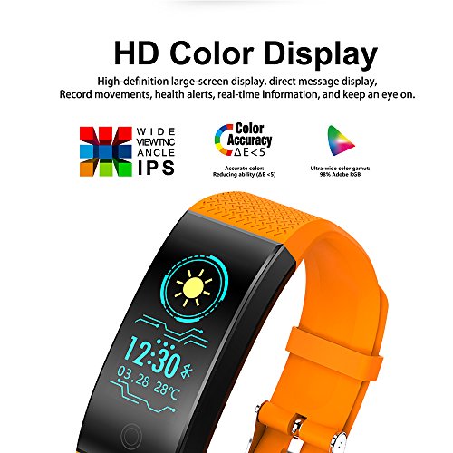 RONGT Waterproof Fitness Tracker with HD Colorful Screen, Fitness Activity Tracker Bands Bracelet for Kids Girls Men Women, Sports Swimming Gym Slim cycling Smart fitness tracker watch (orange)