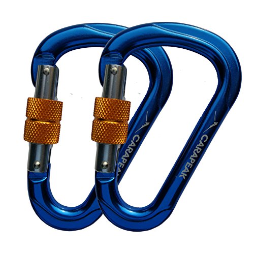 CARAPEAK 25kN Screwgate Locking Pear Shaped Climbing 2 Pack Set HMS Carabiner, Aluminum Rock Climb Clip for Rappelling, Belaying Blue - Thumbnail 3