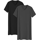 Latuza Men's 2 Pack Nightshirt Cotton Sleep Shirt Nightgown