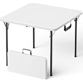 Folding Table, 36 Inch Square Foldable Card Table with Carrying Handle, Heavy Duty Fold-in-Half Portable Table No Assembly, Ideal for Picnic, Camping, RV Travel, Parties, BBQs, Crafting and Indoor Use