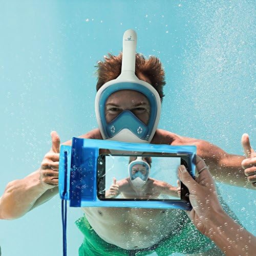 Full Face Snorkel Mask Set for Adults and Children, Easybreath Snorkeling Gear with 180 Sea View with Universal Waterproof Case and Anti-Fog Spray