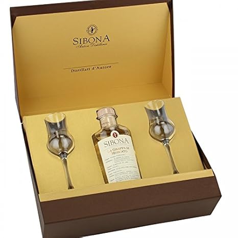 Sibona Cassetto Grappa di Barolo 0,5 Liter 42% Vol. mit 2 Gläsern