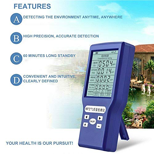 EUGNN Air Quality Monitor,Multifunctional Indoor Pollution Detector Meter for Formaldehyde Carbon Dioxide Detector Real Time Air Tester Kit Indoor Outdoor - Thumbnail 7