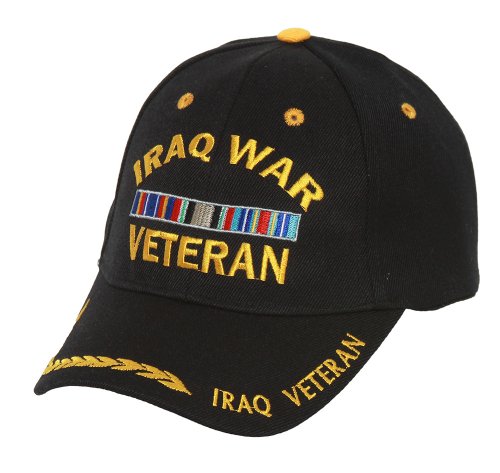 Military Iraq War Veteran with Ribbon Adjustable Hat - Black