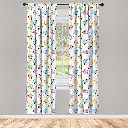 Ambesonne Owls Curtains, Confused Funny Angry
