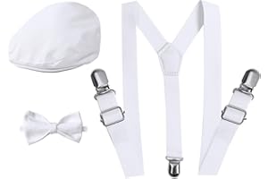 A&J DESIGN Baby Boy Driver Cap, Toddler 3pcs Newsboy cap & Suspender & Bow Tie (3 Months - 9 Years up)