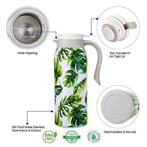 GiNT 51 Oz Stainless Steel Thermal Coffee Carafe, Double Walled Vacuum