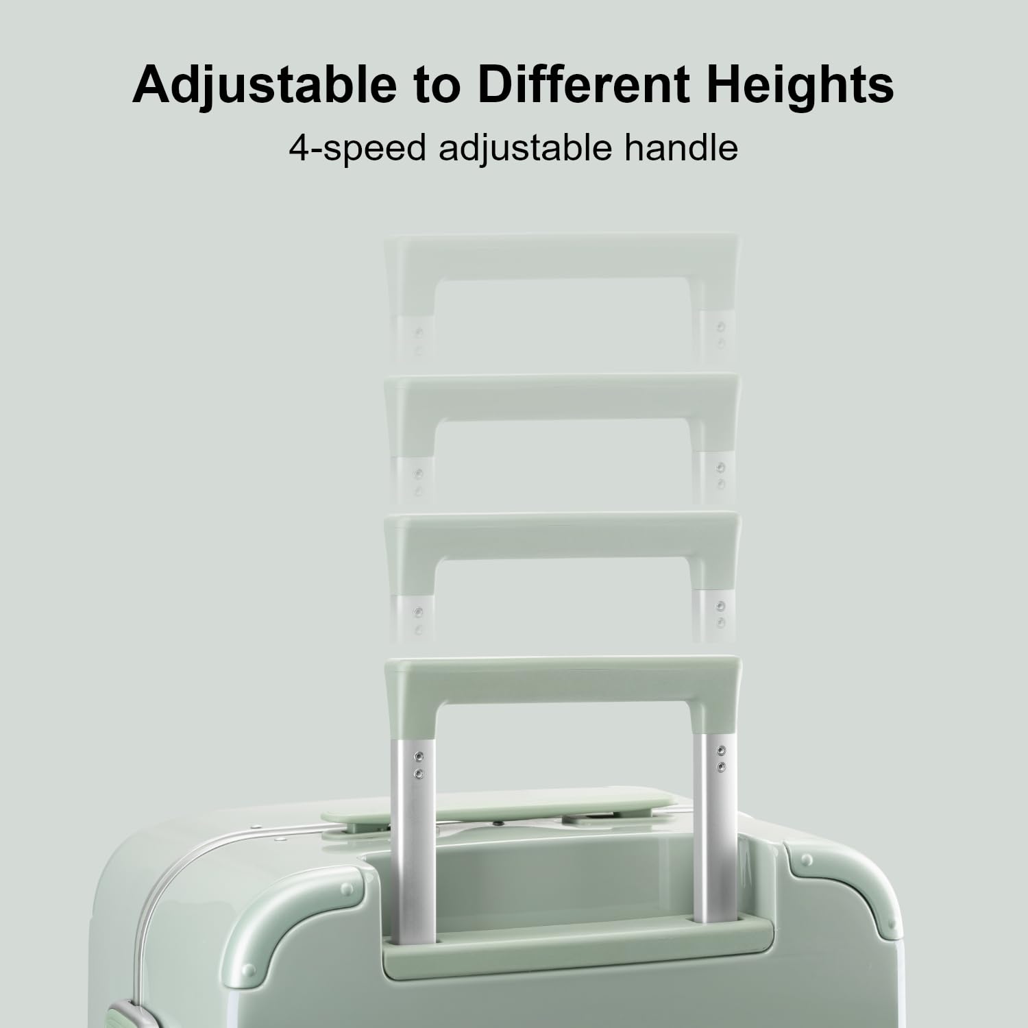 LEVEL8 Zipperless Carry On Luggage Airline Approved with Aluminum Frame, Cute Hardside Suitcase with Spinner Wheels, Metal Rolling Travel Case with Tsa Locks, 20 Inch, Light Green