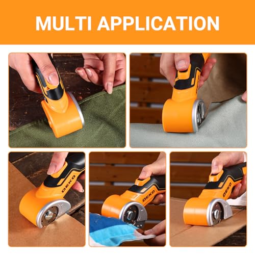 DEKOPRO 3.7 V Electric Scissors for Potatur Cordless Multifunction Cutter Shears – Powerful in Cutting, Ideal for Cardboard, Fabrics, Leather, Carpets and Plastic (Yellow)