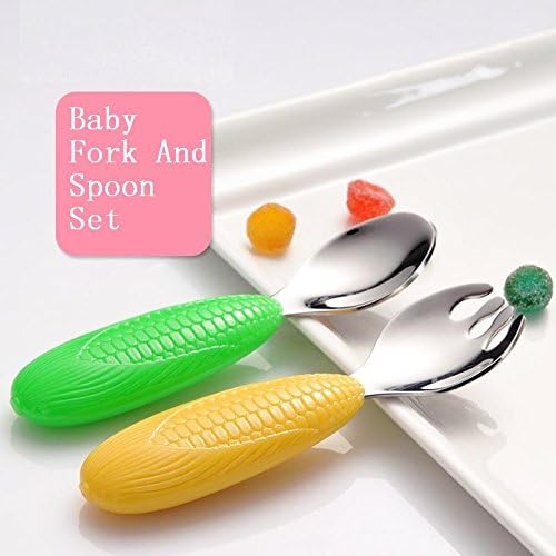 Octmami Baby Training Fork And Spoon And Baby Finger Toothbrush Set With Travel Carrying Case,Toddler Stainless Steel Fork And Spoon For durability,Finger Toothbrush For Babies (set)
