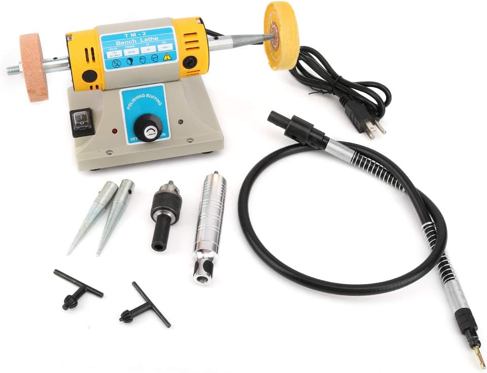 Benchtop Buffer Polisher, Robbey 350W Rock Jewelry Polisher Machine Bench Grinder Bench Polisher