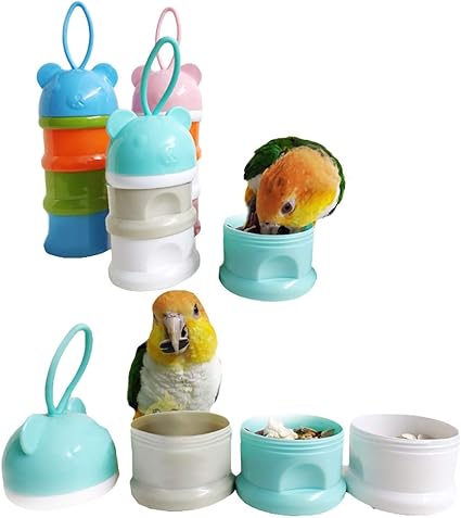 Amazon Com Qbleev Portable Bird Feeder Cups Parrot Water Food
