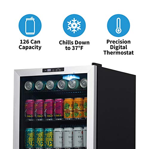 NewAir Beverage Refrigerator And Cooler, Free Standing Glass Door