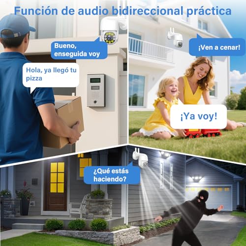 lemonsea Camara de Seguridad Exterior, 2PCS Camaras de Seguridad WiFi con Visión Nocturna y Audio, 1080P, Cámaras de Vigilancia Exterior 360°, IP66, Camara adecuadas para Tiendas, escuelas y hogares