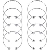 SUNNYCLUE 10Pcs Open Blank Charm Bracelets Ball Cuff Bangle Bracelets Bulk Half Opening Expandable Bangle Silver Open Wire Bangle Bracelet Bead for DIY Crafts Women Bracelet Jewelry Making Supplies